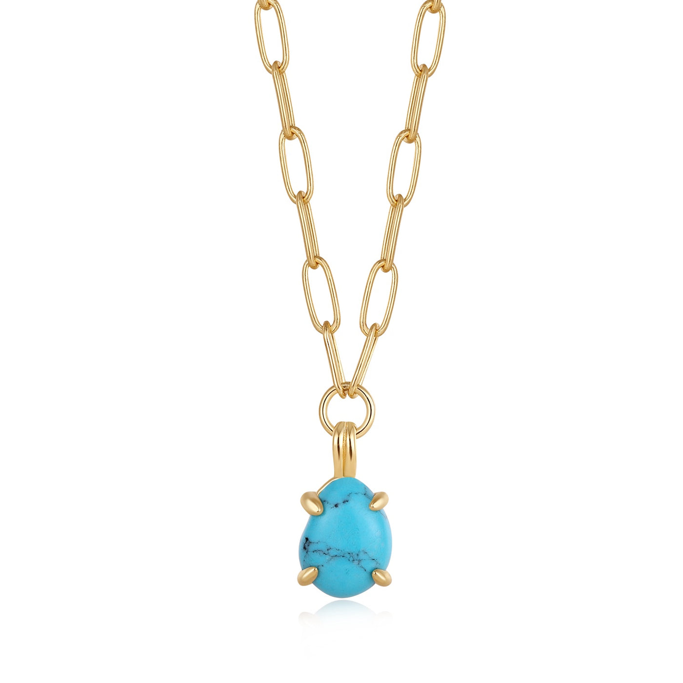 Making Waves - Turquoise Chunky Chain Drop Pendant Necklace