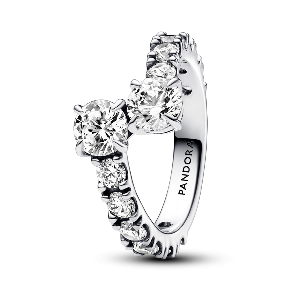 Pandora Sparkling Overlapping Band Ring