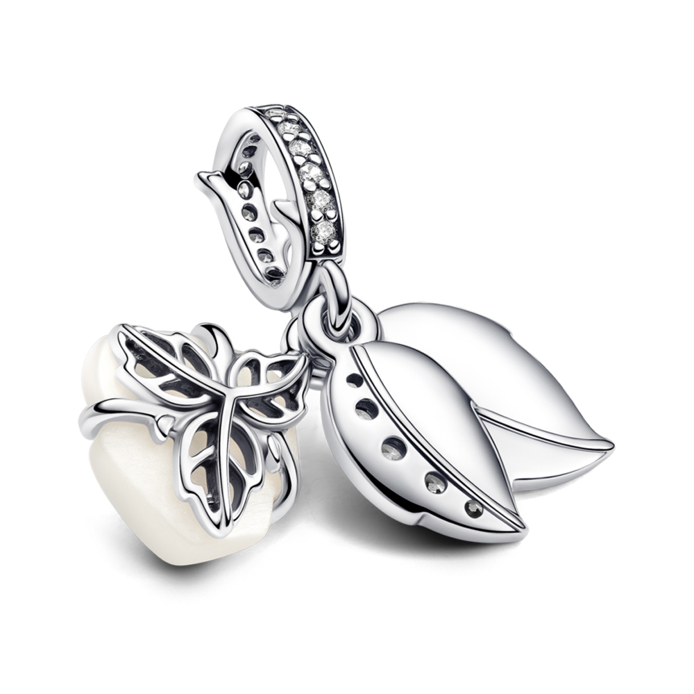 Pandora White Rose in Bloom Double Dangle Charm – Elisa Ilana