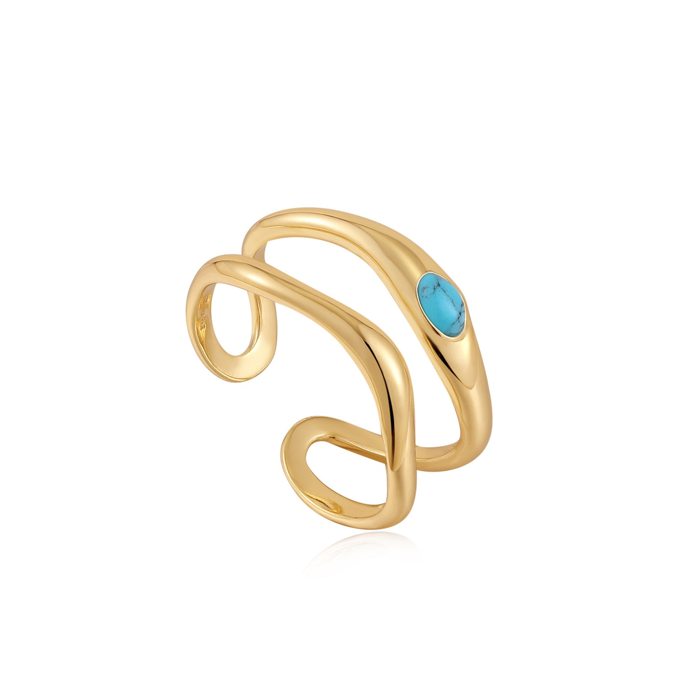 Making Waves - Turquoise Wave Double Band Adjustable Ring