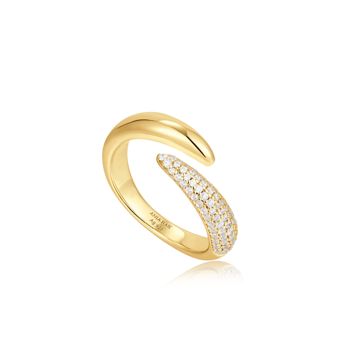 Polished Punk - Gold Sparkle Wrap Adjustable Ring