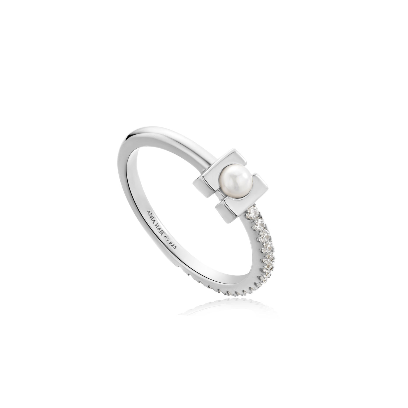 Modern Muse - Silver Pearl Modernist Band Ring