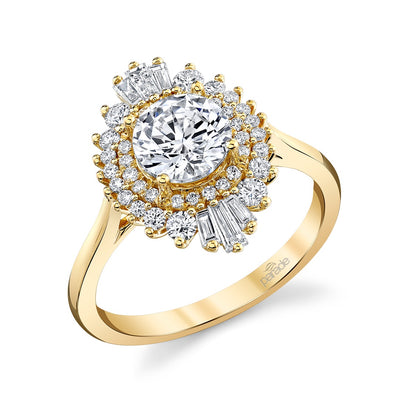 Parade Halo w/ Baguette Diamond Engagement Ring
