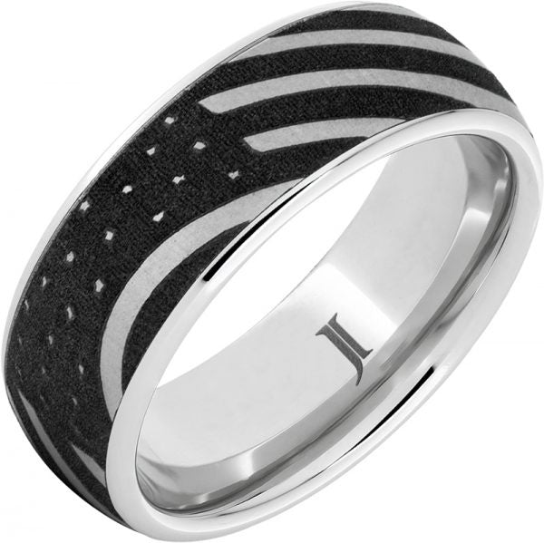 Serinium® Domed Band with Flag Laser Engraving