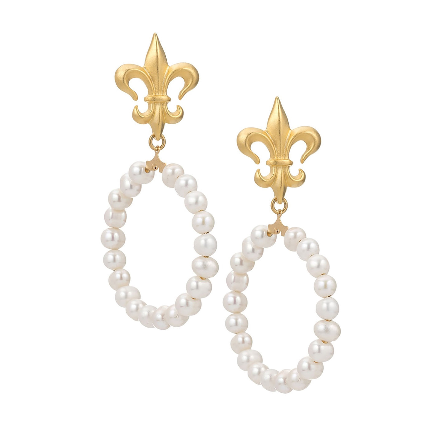 24k Fleur Pearl Hoop Earrings