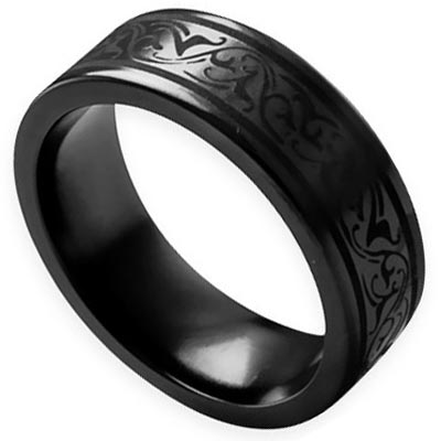 Edward Mirell Men's Black Titanium Ring EMR126