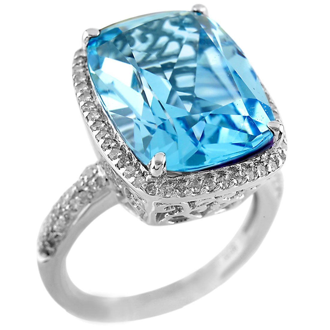 Blue Topaz and Diamond Ring
