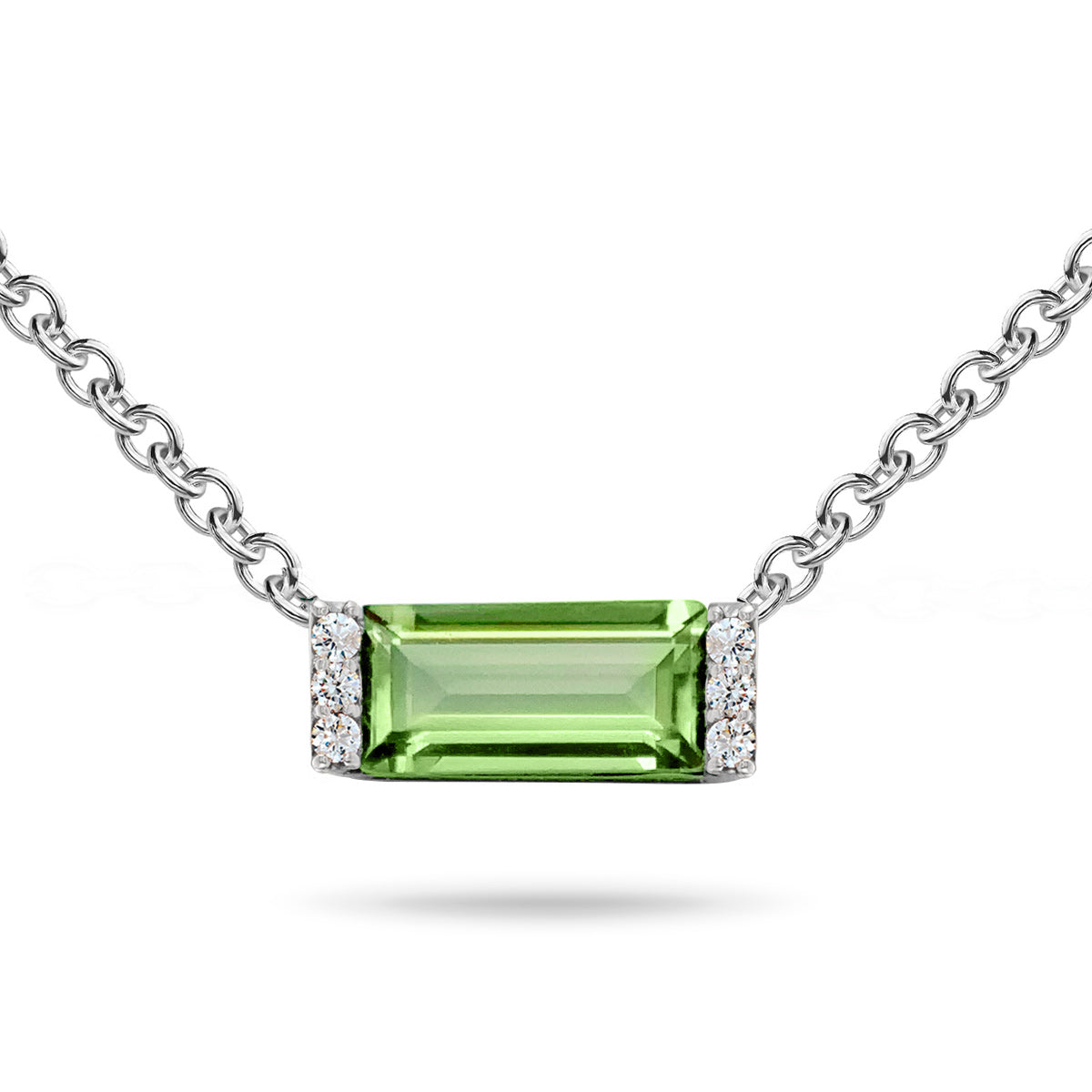 Peridot & Diamond Bar Necklace