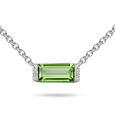 Peridot & Diamond Bar Necklace