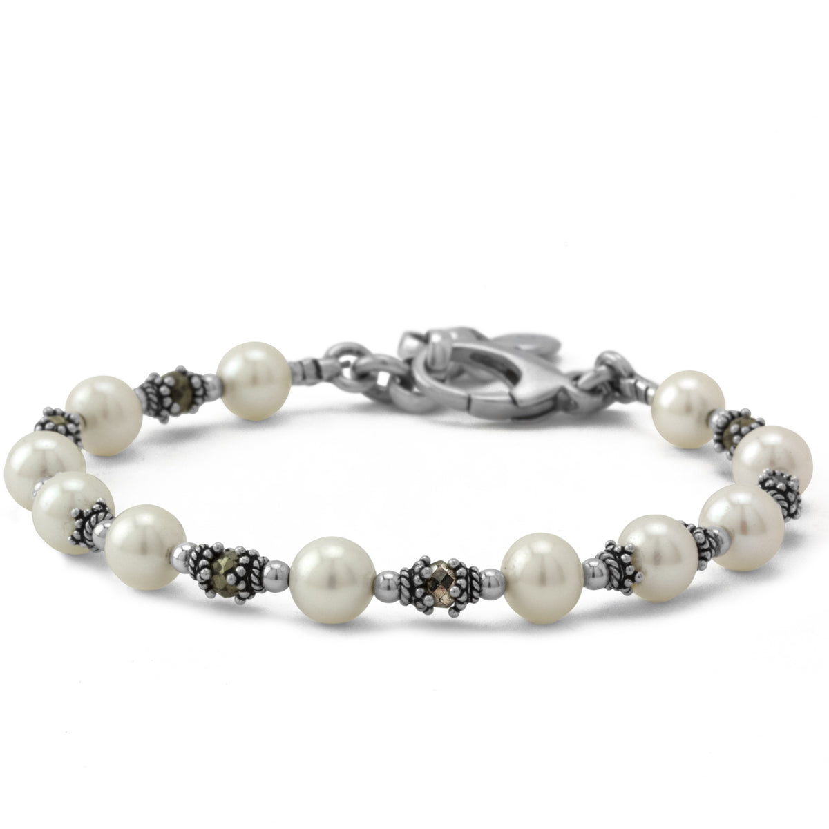 Pyrite & 7mm Pearl Bracelet