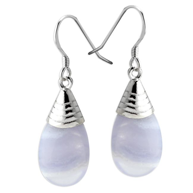 Blue Lace Agate Earrings-343079