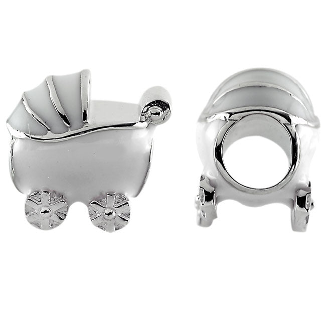 Storywheels White Enamel Baby Carriage Sterling Silver Charm ONLY 1 AVAILABLE!-336732
