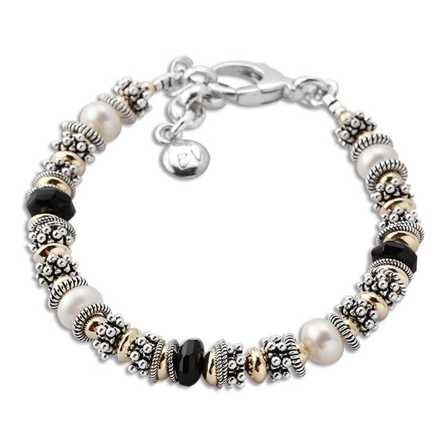 Black Agate, Pearl and 14KTGF Bracelet 349364