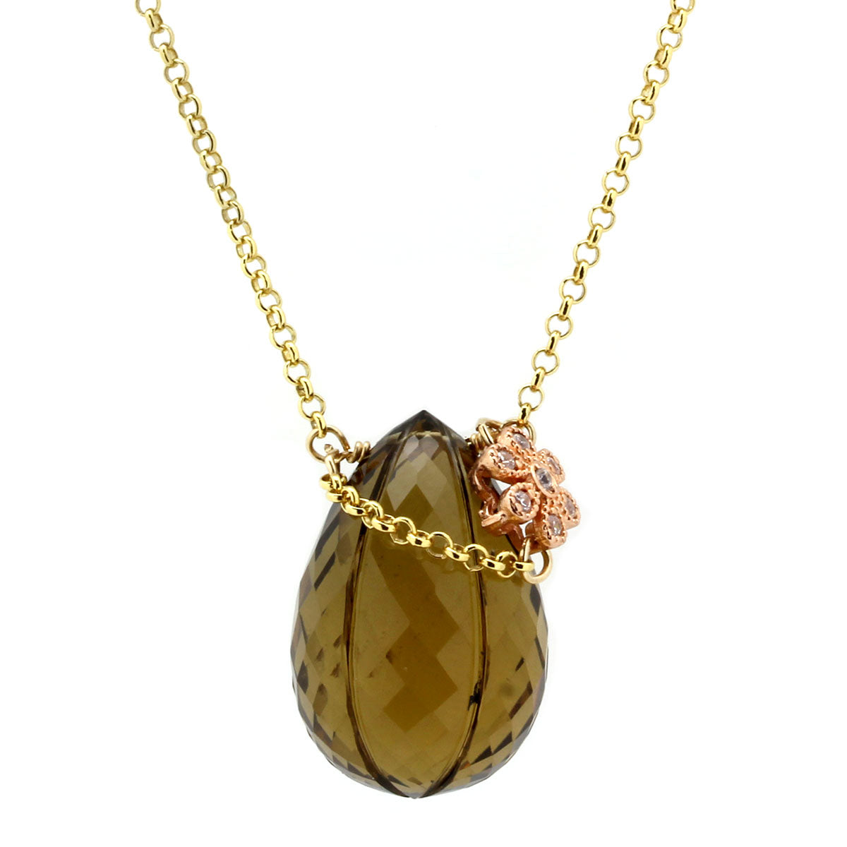 Faceted Quartz Teardrop Necklace-235-518