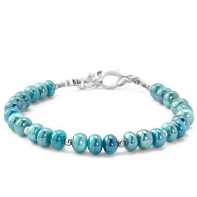 The Goddess Collection Smooth Teal Coated Moonstone Bracelet