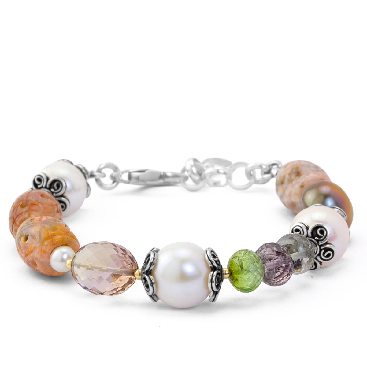 Impressionist Collection Carved Jasper & Champagne Citrine Bracelet