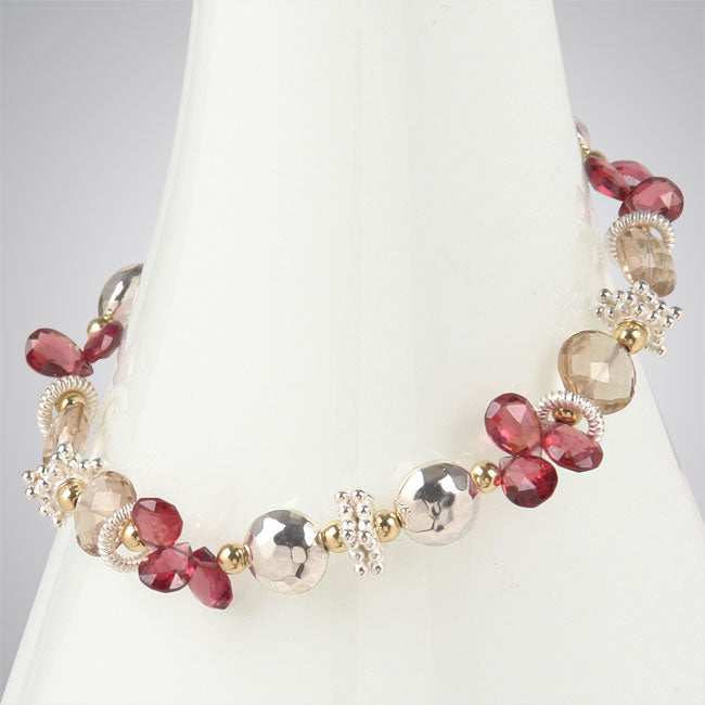 Champagne Citrine & Rhodolite Garnet Bracelet-256452