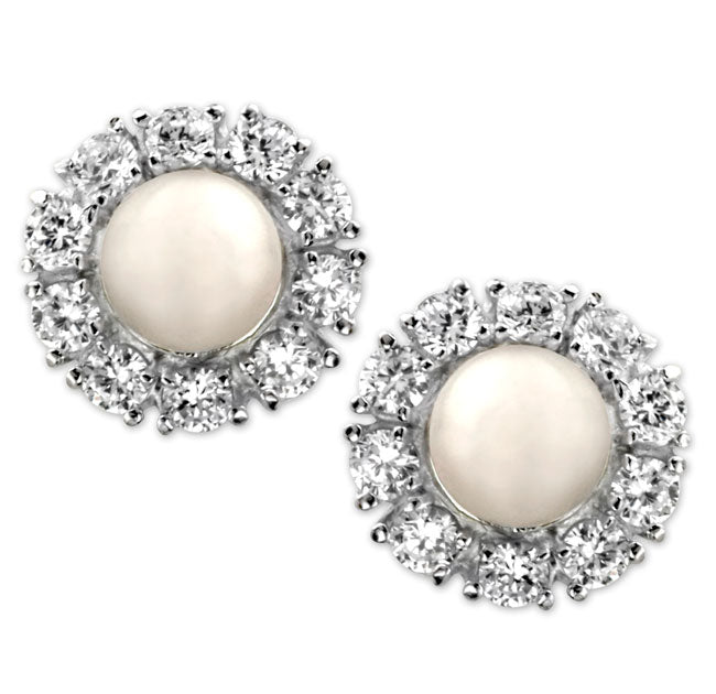 Pearl & CZ Earrings-337906