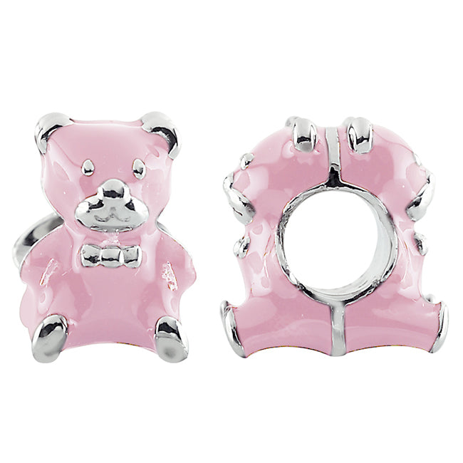Storywheels Pink Enamel Teddy Bear Sterling Silver Charm ONLY 1 AVAILABLE!-333728