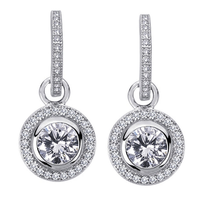 Round Bezel Drop Earrings