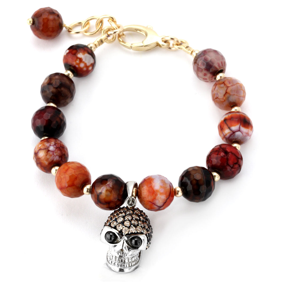 Red Agate and Champagne CZ's Skull Lollie 345081 ONLY 1 LEFT!