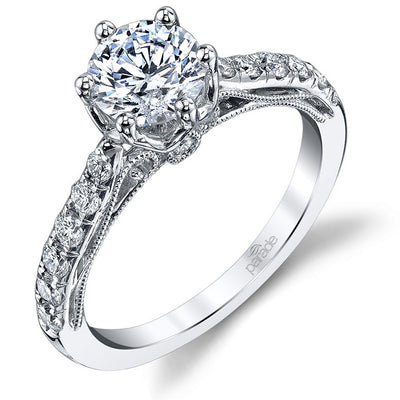 PARADE 18K White Gold Etched Curves Engagement Ring