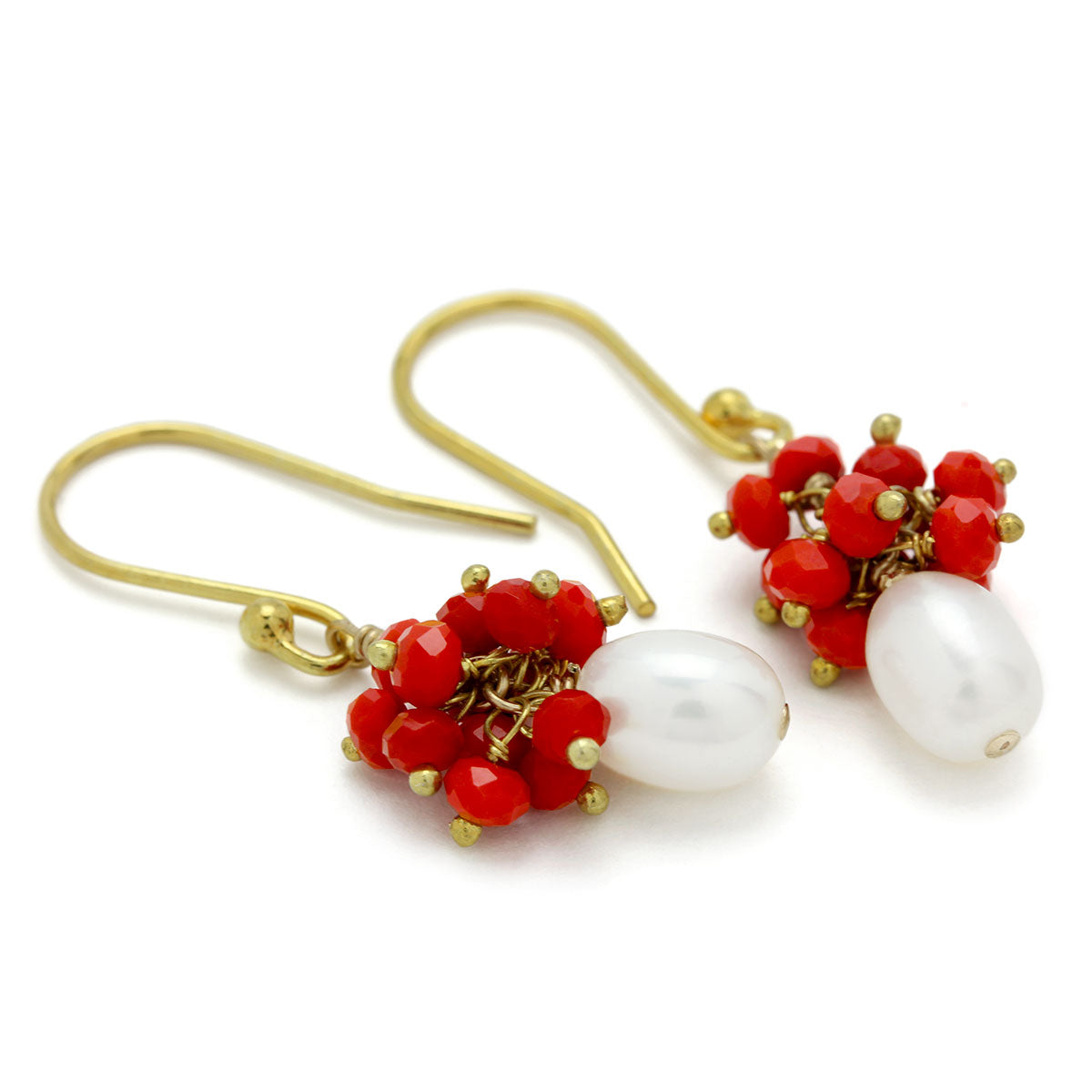 Pearl & Red Quartz Earrings