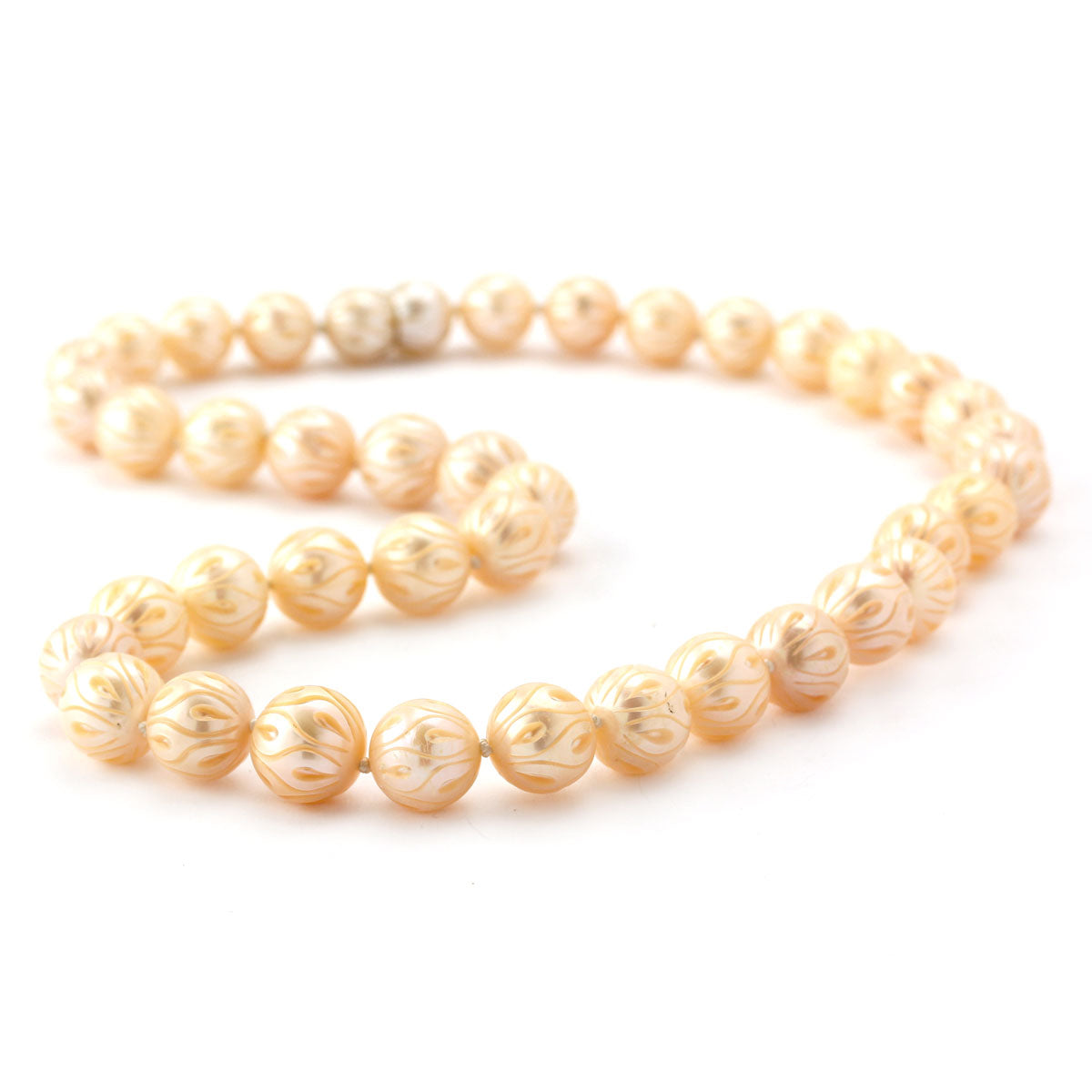 Galatea Carved Peach Pearl Necklace-343725