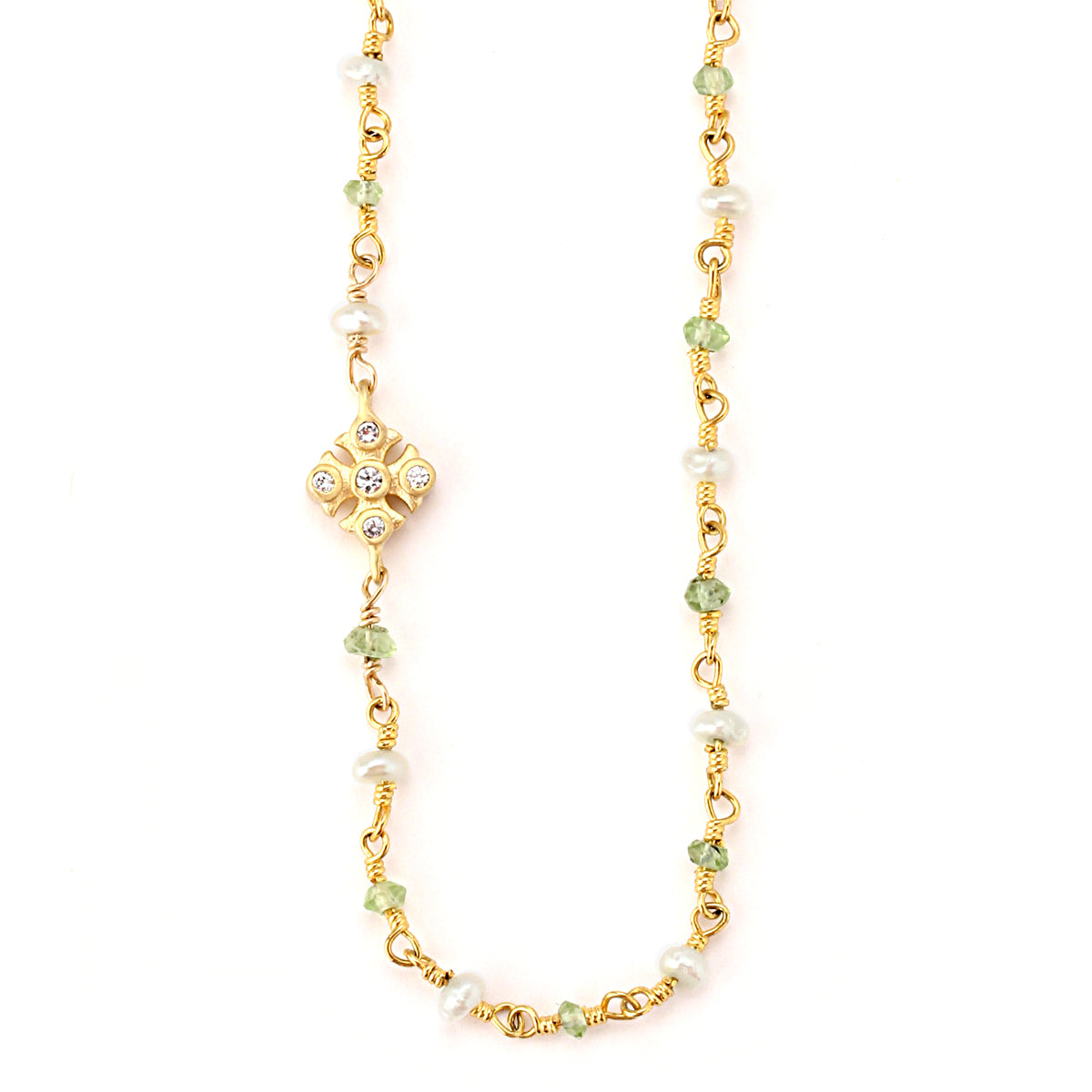 Peridot & Pearl Chain Necklace-347171