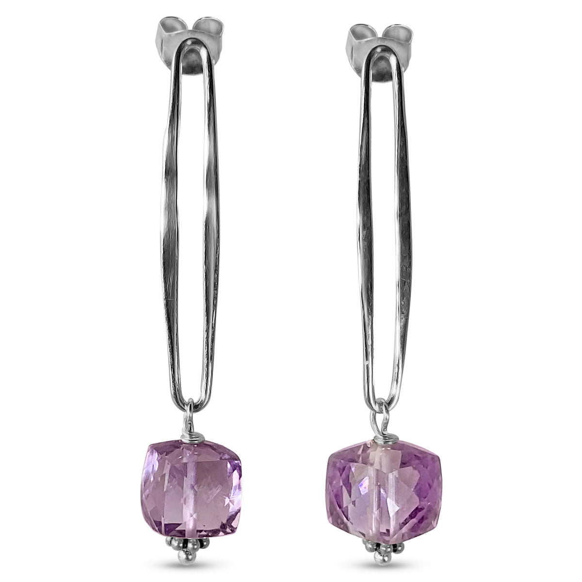 Square "AAA" Faceted Amethyst Earrings