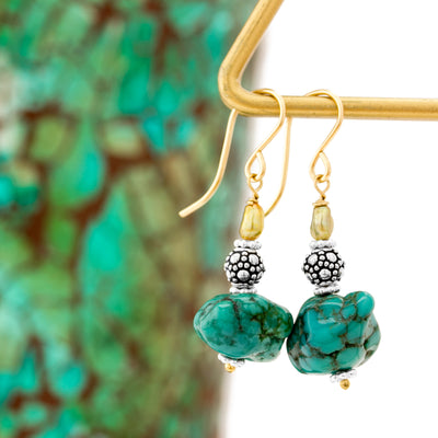 Impressionist Collection Dark Turquoise & Pearl Drop Earrings