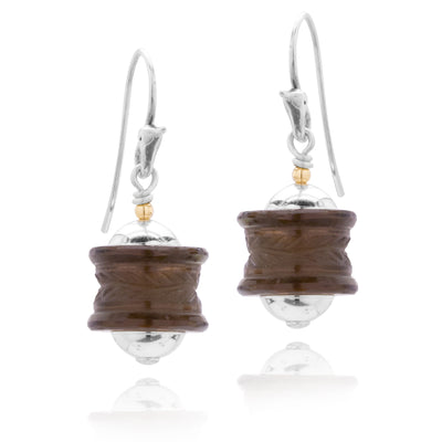 Impressionist Collection Carved Smoky Quartz Earrings