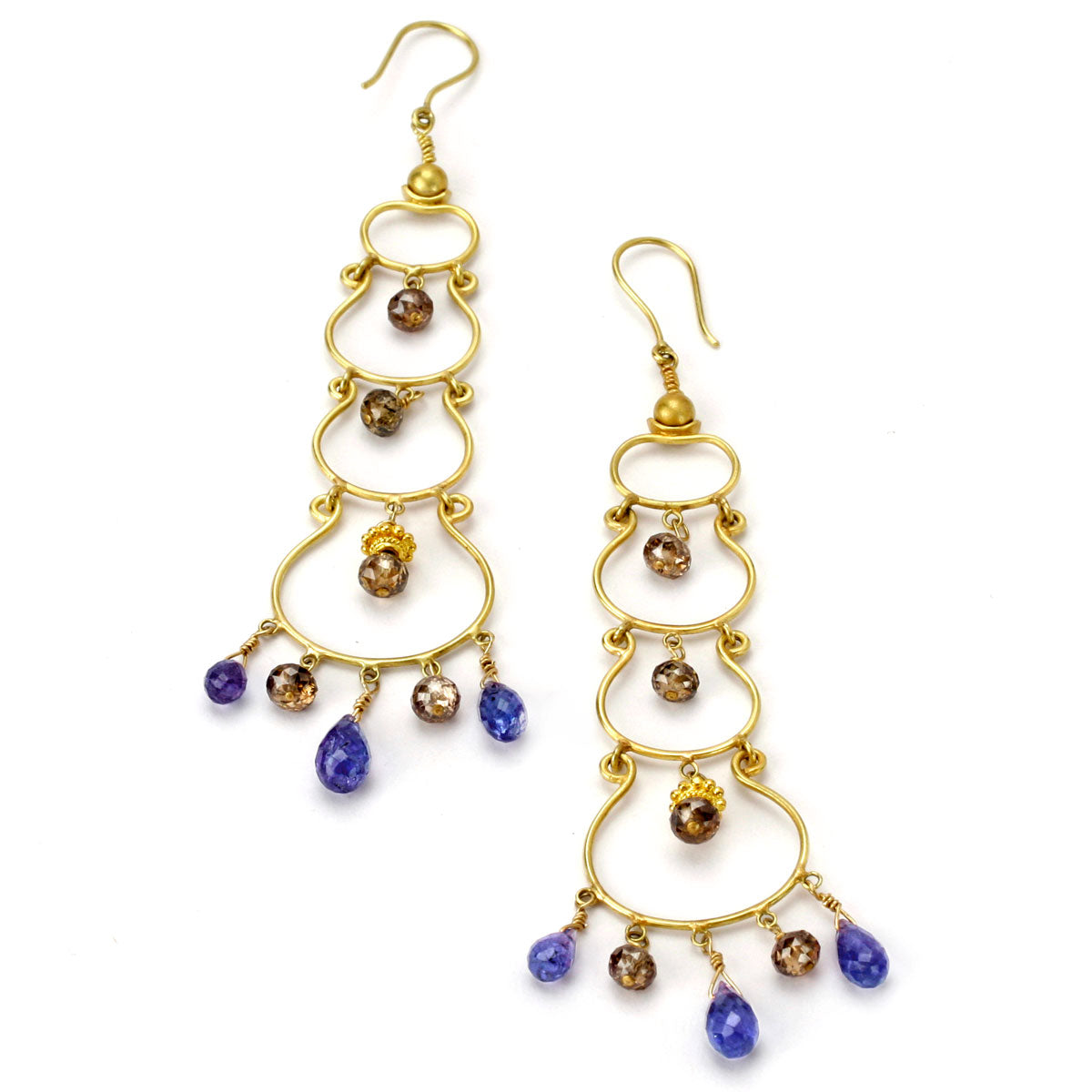 Diamond, Tanzanite & Gold Earrings-341318