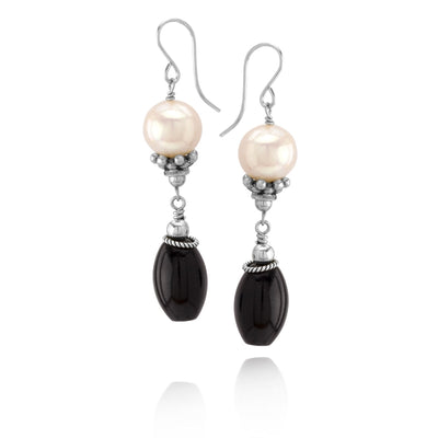 Pearl & Onyx Earrings
