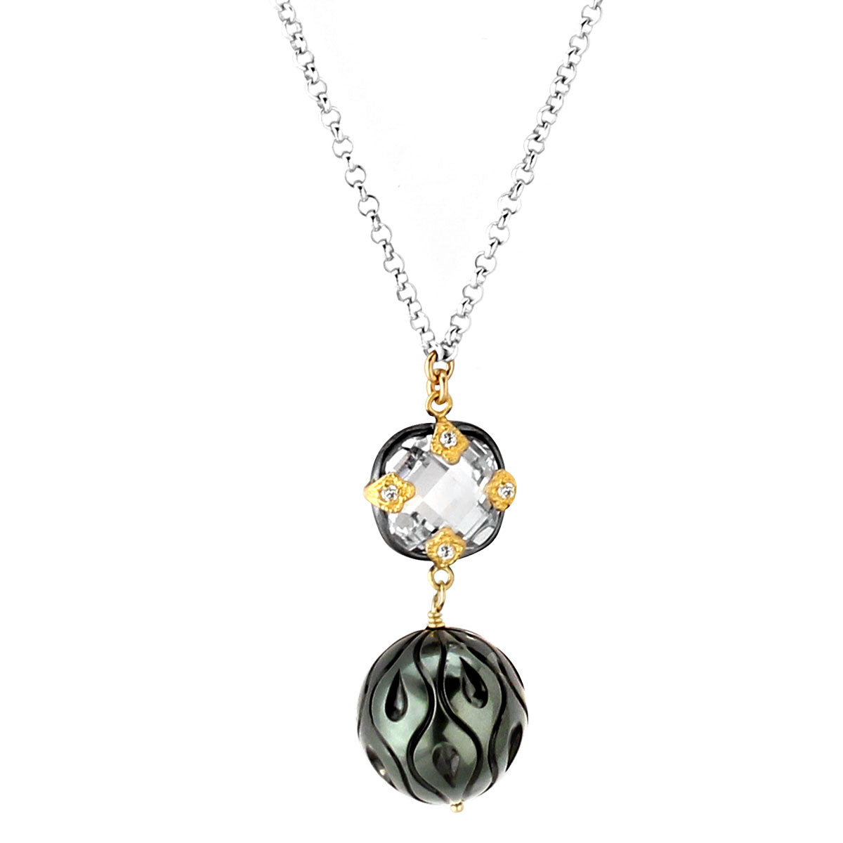 Topaz & Black Pearl Necklace-349313