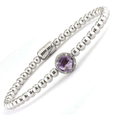 Diamond & Gemstone Sterling Silver Bangle
