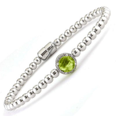 Diamond & Gemstone Sterling Silver Bangle
