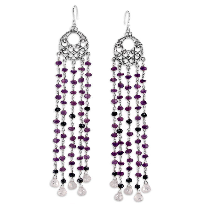 Amethyst & CZ Chandelier Earrings-338878