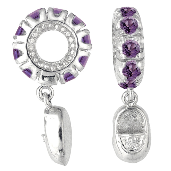 Storywheels Amethyst & Diamond Baby Shoe Dangle 14K White Gold Wheel ONLY 2 AVAILABLE!-265423
