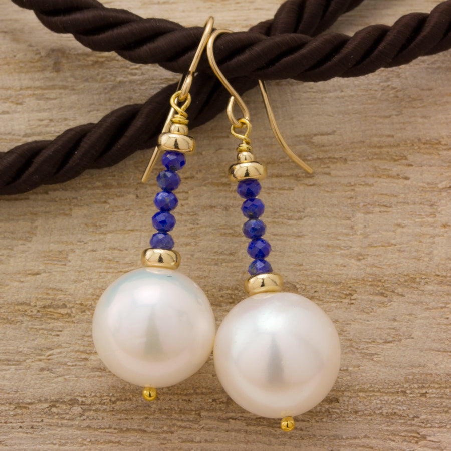 Impressionist Collection Lapis & Pearl Drop Earrings