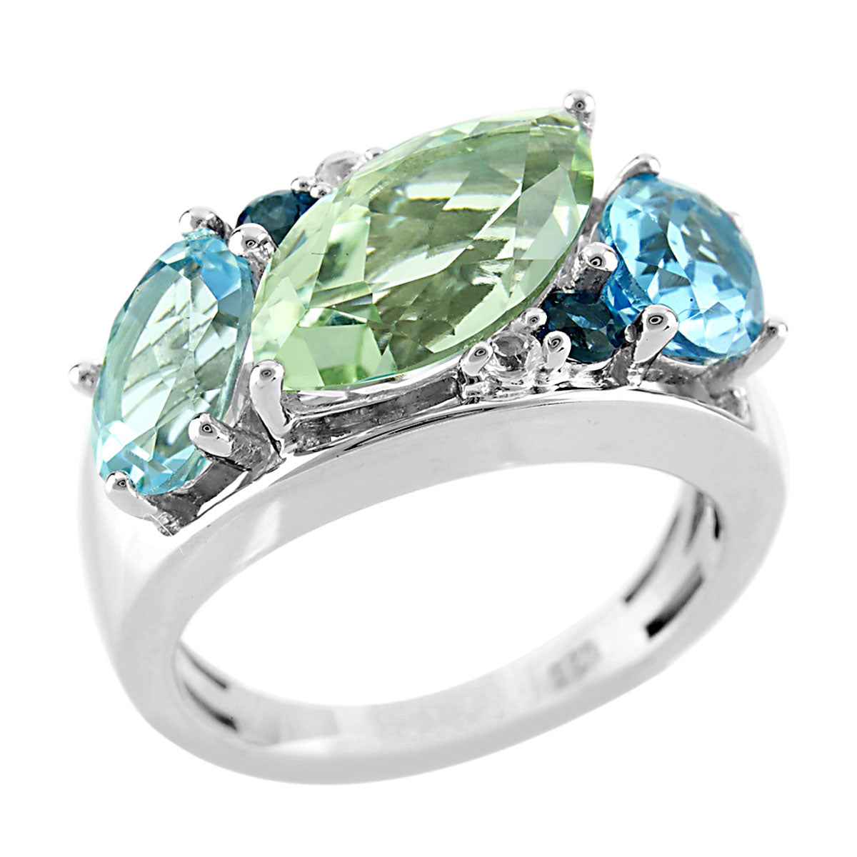 Mint Green Quartz & Blue Topaz Ring