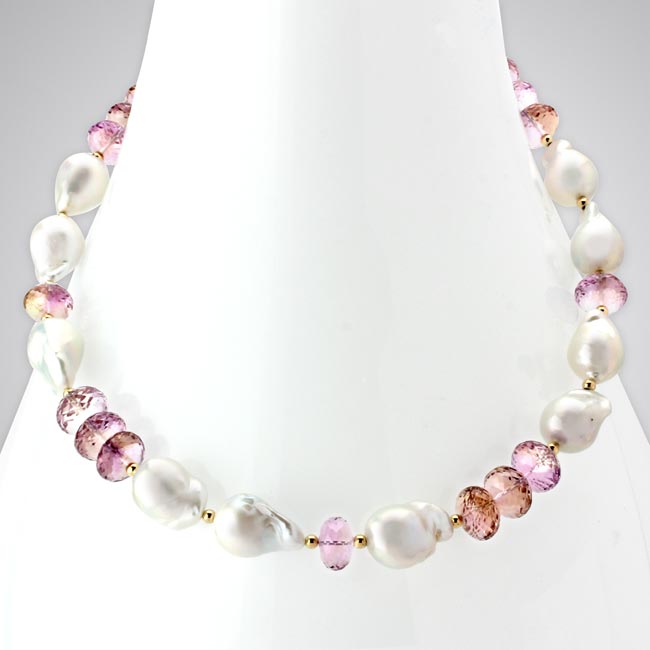 White Pearl and Ametrine Necklace-343108