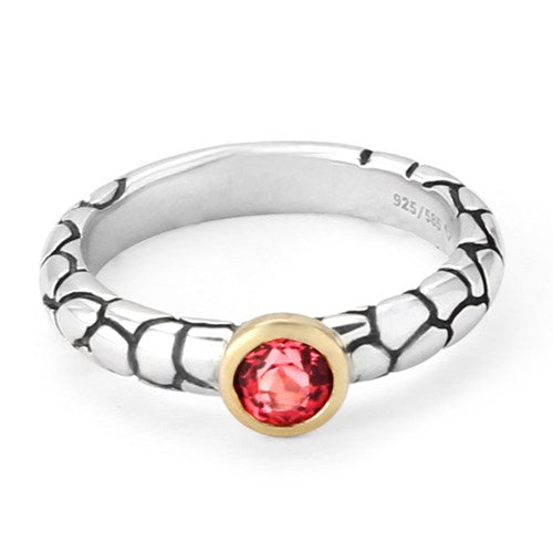 Pink Tourmaline Ring w/Sterling Silver and 14K Bezel LIMITED QUANTITIES AND SIZES!
