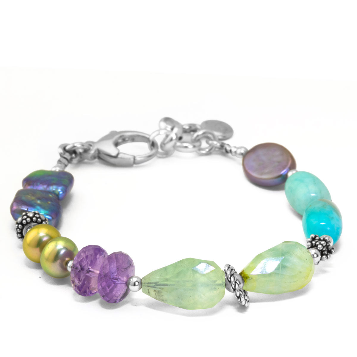 The Impressionist Collection Green Tourmaline, Amethyst, and Amazonite Bracelet