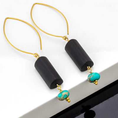 Impressionist Collection Matte Onyx & Turquoise Earrings