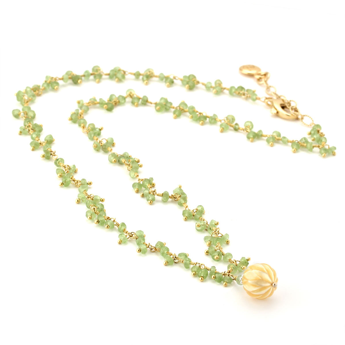 Beneath the Moon Golden Pearl & Peridot Necklace-347620