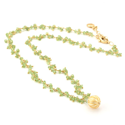 Beneath the Moon Golden Pearl & Peridot Necklace-347620