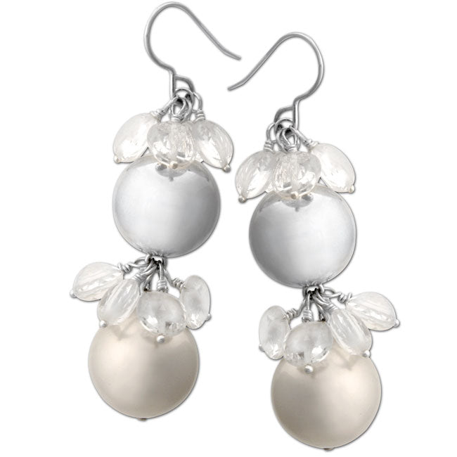 Pearl & White Topaz Earrings-334219