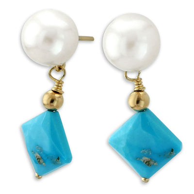Sleeping Beauty Turquoise & Pearl Earrings-341144