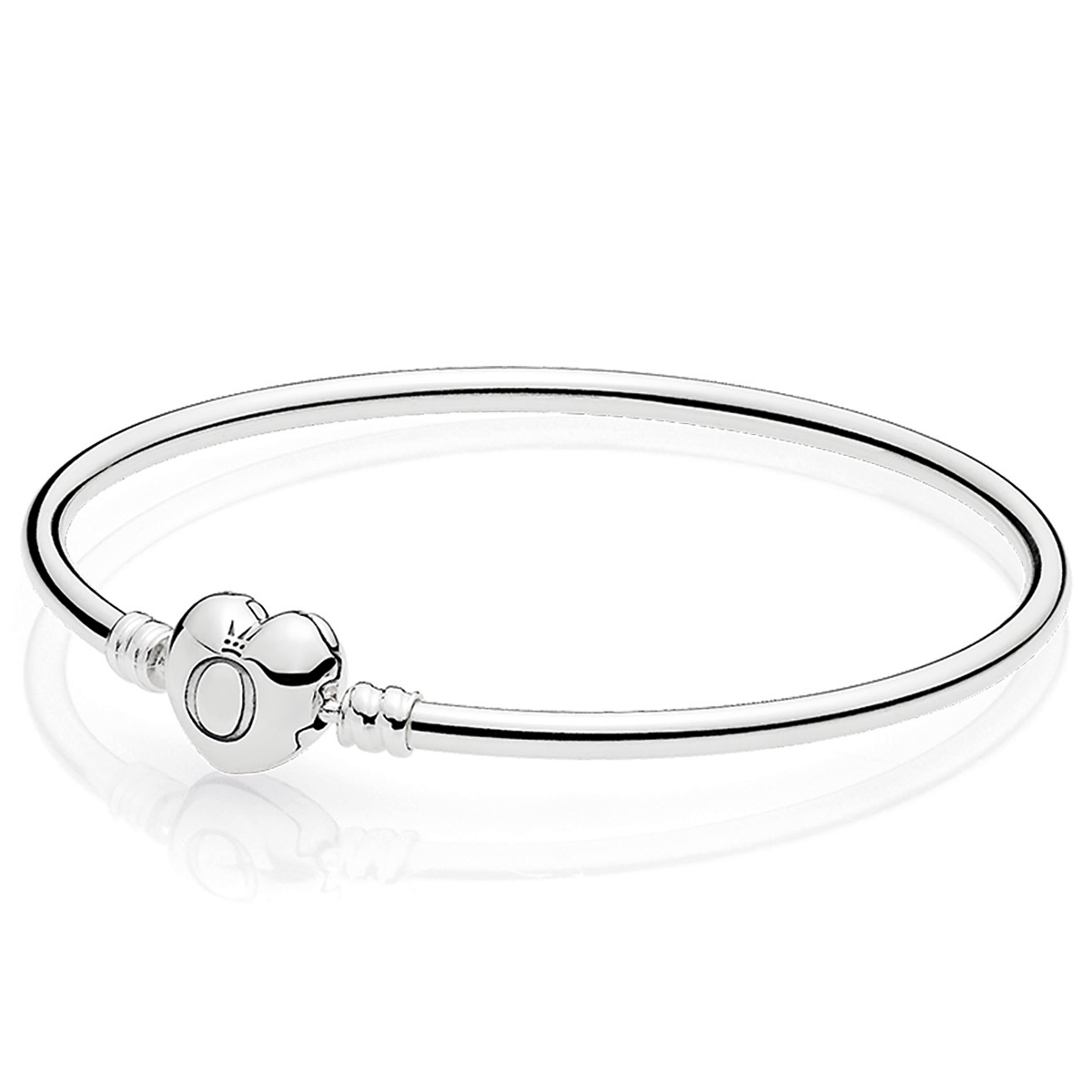 Pandora Moments Silver Bangle Logo Heart Clasp Bracelet